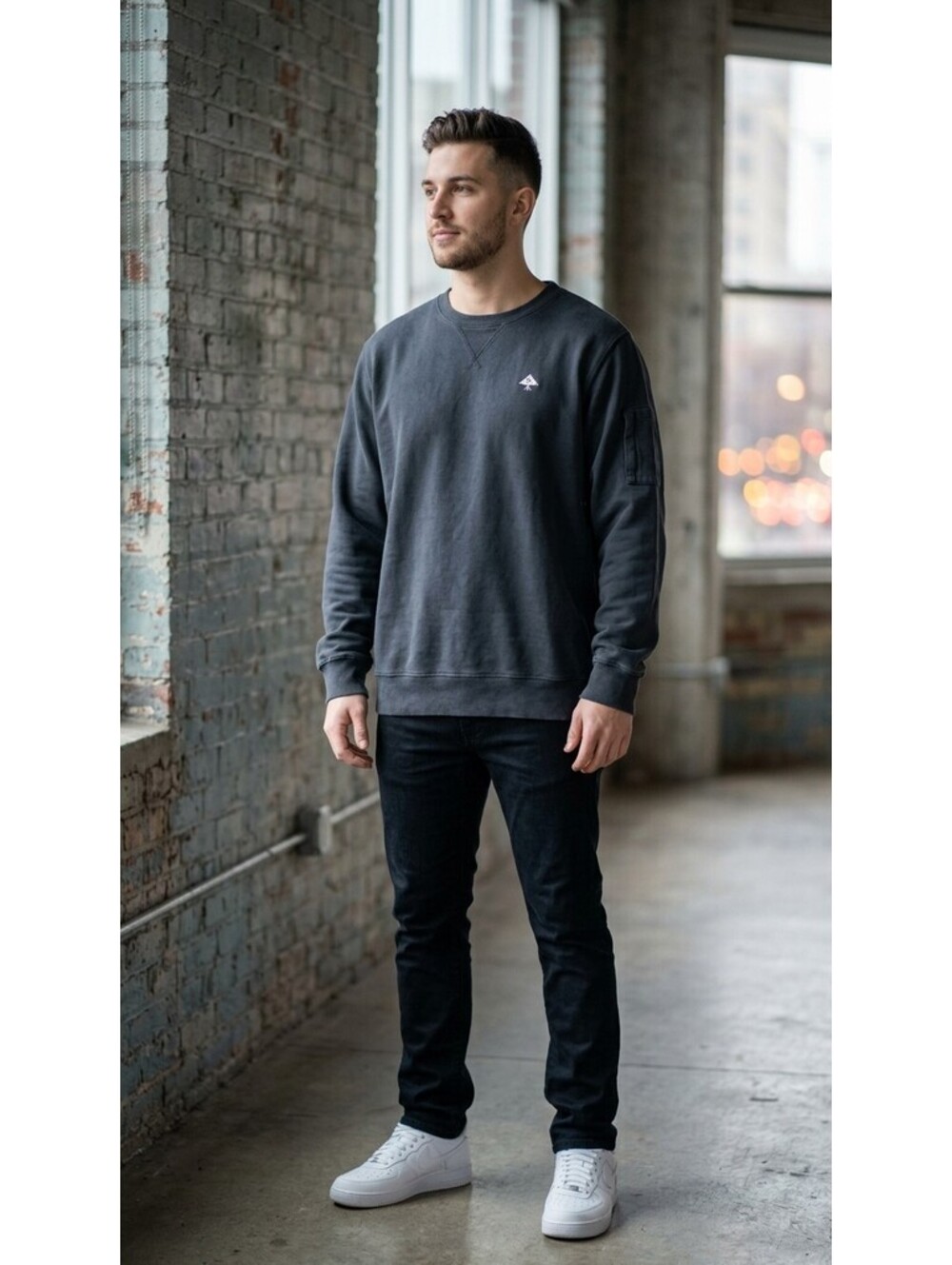 Pre-owned LRG Lifted Research Group Dark Gray Crewneck Sweatshirt Size XL 100% C